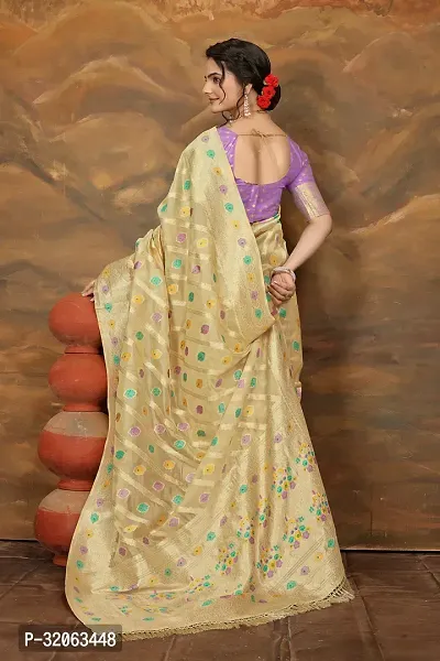 Elegant Organza Zari Woven Women Saree with Blouse piece-thumb3