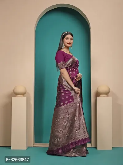 Elegant Art Silk Zari Woven Women Saree with Blouse piece-thumb4