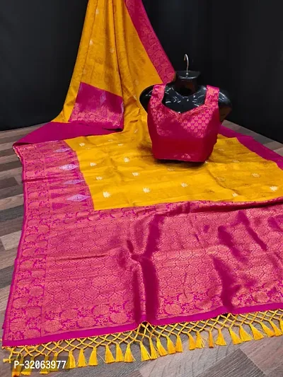 Elegant Art Silk Zari Woven Women Saree with Blouse piece-thumb0