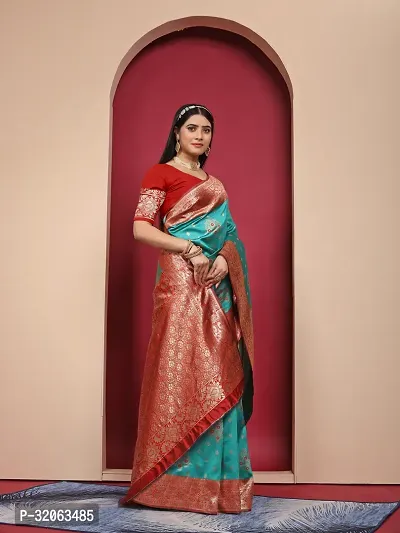 Elegant Art Silk Zari Woven Women Saree with Blouse piece-thumb4