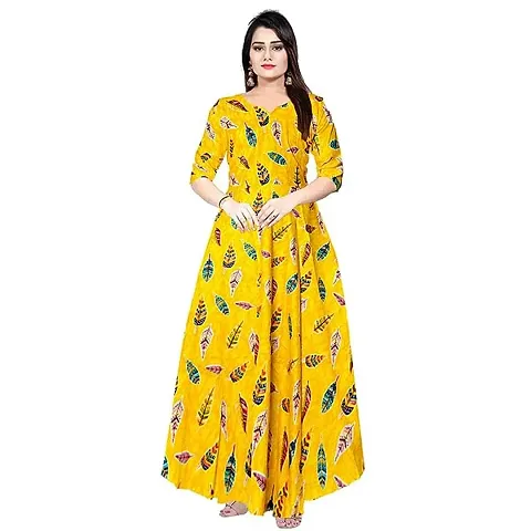 Stylish Rayon Printed Ethnic Gown