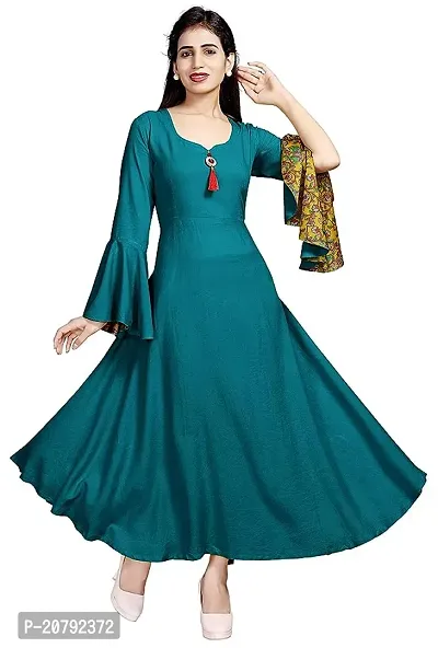 Indo-western Multicoloured Printed Polyester Blend Gown For Women