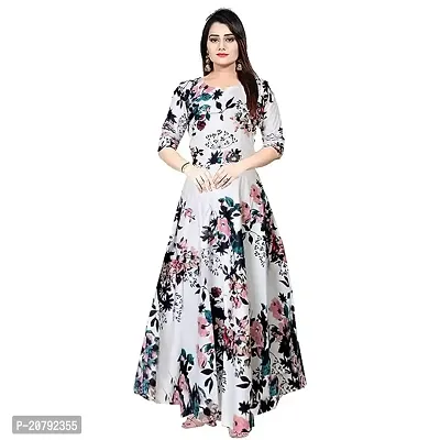 Indo-western Multicoloured Printed Polyester Blend Gown For Women