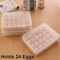 Plastic Egg Storage Container with lid-2 Dozen 24 Grids, Airtight, Transparent, Pack of 1-thumb2