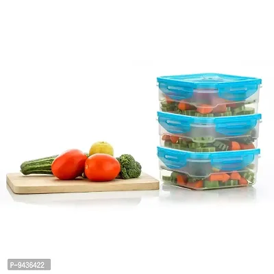 Plastic Containers with Air Tight Design, Set of 3, 800 ml, Sky Blue