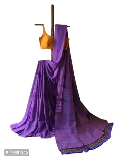 Aritra's women khadi cotton saree with blouse piece (Purple)-thumb0