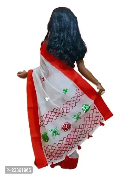 Fashadil Stylish Cotton Embroidered Kids Saree Set with Separate Blouse Piece and Petticoat-thumb3