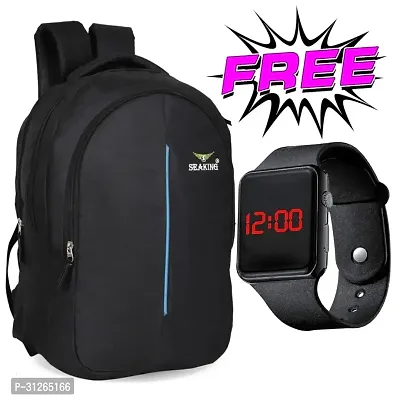 Classy Solid Backpacks for Men with Watch-thumb0