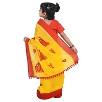 Fashadil Stylish Kids Pure Cotton Embroidered Saree Set with Separate Blouse Piece and Petticoat (3-4 Years, Yellow Sankha)-thumb4