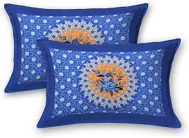 104 TC Cotton Double Jaipuri Prints Flat Bedsheet Pack of 1 Blue-thumb3