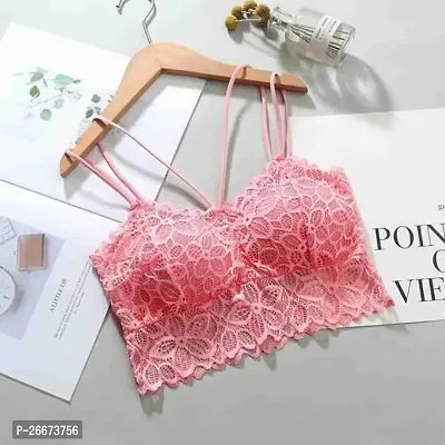 Stylish Pink Net Solid Bras For Women-thumb0