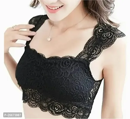 Stylish Black Net Solid Bras For Women-thumb0