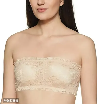 Stylish Beige Net Solid Bras For Women