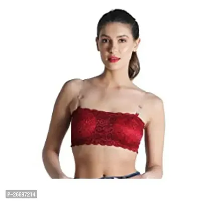 Stylish Red Lace Solid Bras For Women