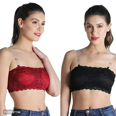 Stylish Multicoloured Lace Solid Bras For Women Pack Of 2-thumb0