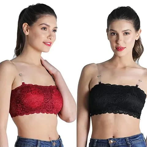 Stylish Lace Solid Bras For Women Pack Of 2