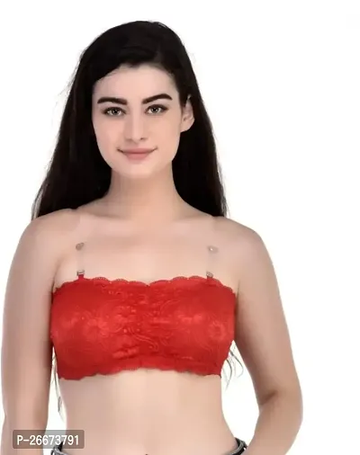 Stylish Red Net Solid Bras For Women-thumb0