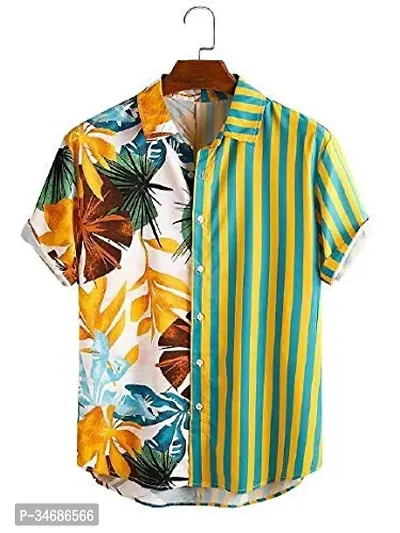 Stylish Multicoloured Cotton Printed Short Sleeves Shirts For Men-thumb0