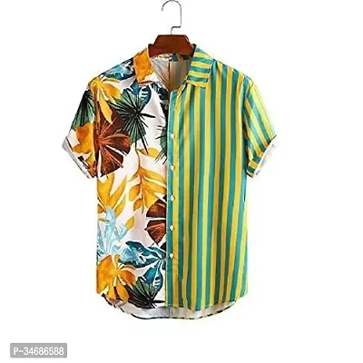 Stylish Multicoloured Cotton Printed Short Sleeves Shirts For Men-thumb0