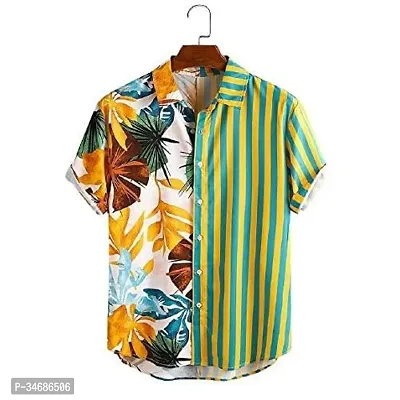 Stylish Multicoloured Cotton Printed Short Sleeves Shirts For Men-thumb0