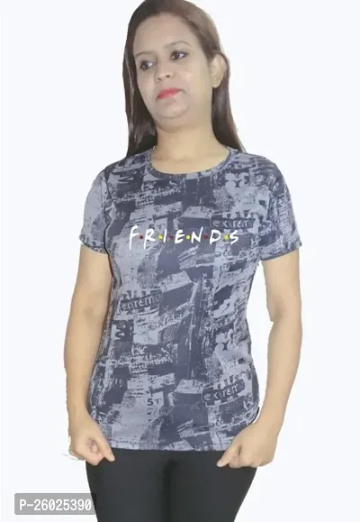 Stylish Polycotton Printed Tshirt For Women-thumb0