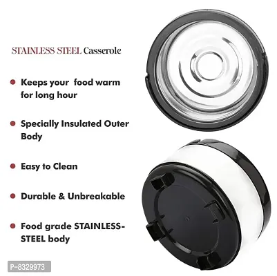 Stainless Steel Casserole Double Wall Insulated Hot Pot for Hot Meal/Chapati/Curry/Roti, 2.5 Litre Black,Classic-thumb4