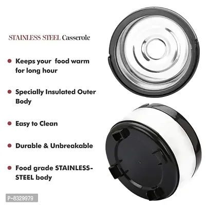 Stainless Steel Casserole Double Wall Insulated Hot Pot for Hot Meal/Chapati/Curry/Roti, 3.5 Litre Black,Classic-thumb4