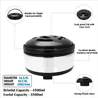 Stainless Steel Casserole Double Wall Insulated Hot Pot for Hot Meal/Chapati/Curry/Roti, 4.5 Litre Black,Classic-thumb1