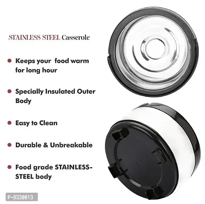 Stainless Steel Casserole Double Wall Insulated Hot Pot for Hot Meal/Chapati/Curry/Roti, 4.5 Litre Black,Classic-thumb4