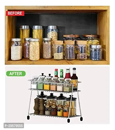 Stainless Steel 2 Layer Spice Rack Utensil Kitchen Rack-thumb4