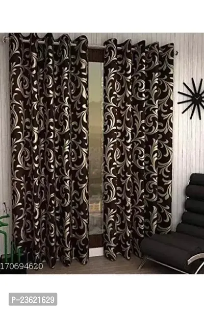 Mukesh Handloom Polyester Super Shiny Door Curtain 7 ft Pack of 2-thumb0