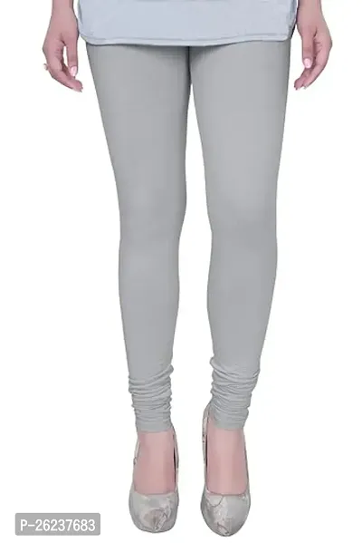 Stunning Light Grey Cotton Lycra Solid Leggings For Women, Pack Of 1