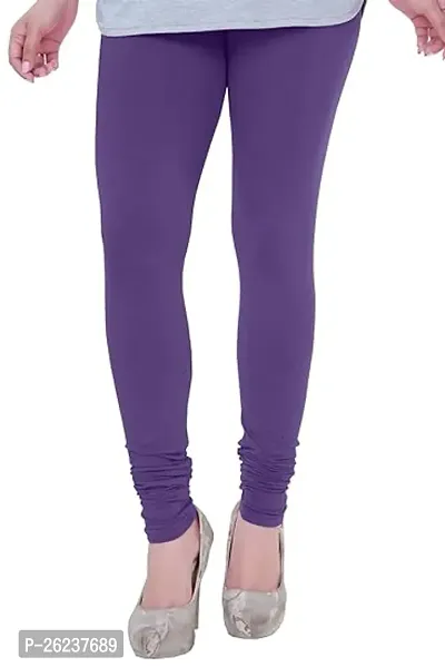 Stunning Purple Cotton Lycra Solid Leggings For Women, Pack Of 1