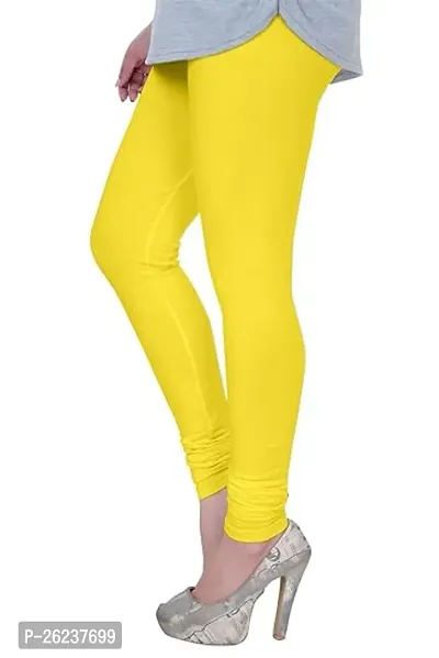 Stunning Yellow Cotton Lycra Solid Leggings For Women, Pack Of 1