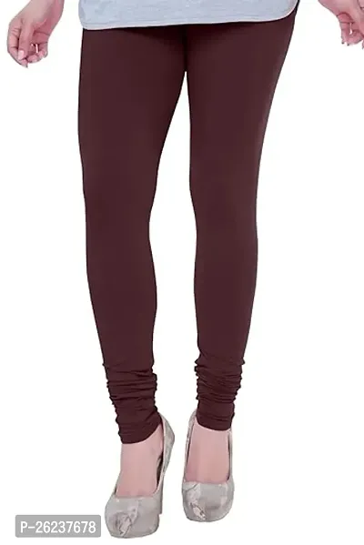 Stunning Brown Cotton Lycra Solid Leggings For Women, Pack Of 1