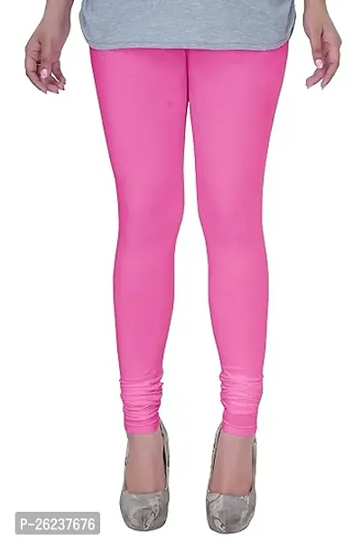 Stunning Baby Pink Cotton Lycra Solid Leggings For Women, Pack Of 1-thumb0