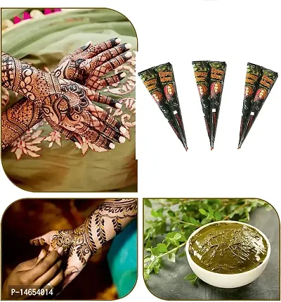 TopFinder? 6pc Pack Organic Mehendi/Henna Cone 100% pure leaf Herbal natural Colour No PPD No Side Effects hand tattoo Design Kit Set Art Tool For Women Girls Bride(Random)-thumb3