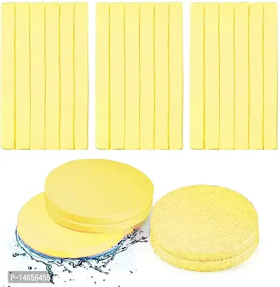 TopFinder? Magic Compressed Facial Sponges- 100% Natural Professional Cosmetic Spa Sponges For Cleaning Face, Massage, Pore Exfoliating, Mask, Makeup Removal (Yellow)- 12pcs/Pack-thumb0