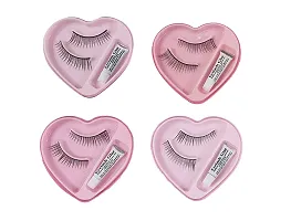 TopFinder? Hot Stylish Eyelashes Black Cat Eyes Best Waterproof Beauty Natural Eyelash Extension Medium Size Cosmetic Artificial Eye Lashes Makeup Products Tools Accessories Girls Women-Pack Of 4pc-thumb3