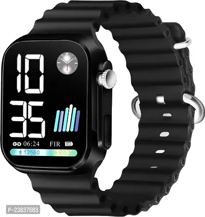 ADR-08 (Black) Teenagers LED Luxurious Fashion Silicone Black Colored Digital Watch - For Boys  Girls-thumb5