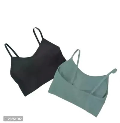 Dream Enterprise Women's Cotton Crop Top Lightly Padded Bralette with Camisole Bra (Pack of 2)