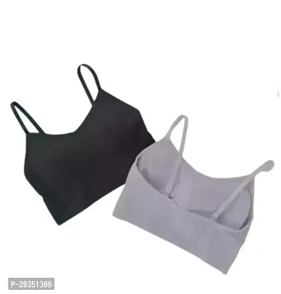 Dream Enterprise Women's Cotton Crop Top Lightly Padded Bralette with Camisole Bra (Pack of 2)