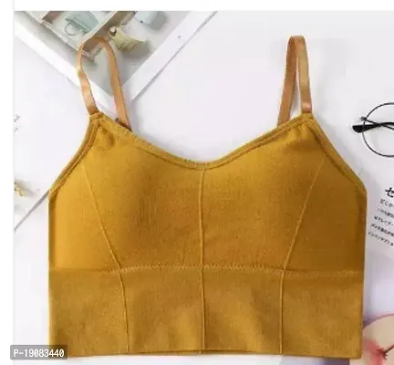 Stylish Yellow Cotton Solid Bras For Women