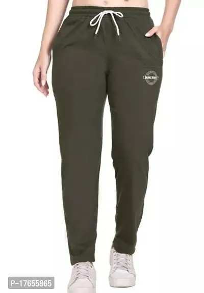 Elite Green Polycotton Solid Track Pant For Women