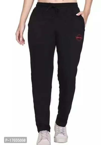 Elite Black Polycotton Solid Track Pant For Women-thumb0
