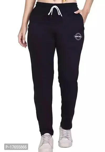 Elite Black Polycotton Solid Track Pant For Women