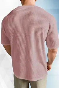 Reliable Pink Polyester Printed Round Neck Tees For Men-thumb1