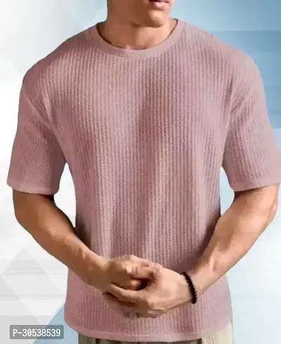 Reliable Pink Polyester Printed Round Neck Tees For Men-thumb0