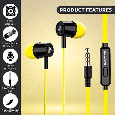 Stylish Yellow In-ear Wired - 3.5 MM Single Pin Headphones