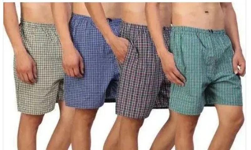 Mannat Checkered for Boys Men Boxer Inner wear Shorts (XL) Pack of 4